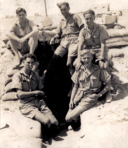 Sgt Cyril law Leo Raes Geordie Barry, McPishe, Signals section, Fuka 1941
